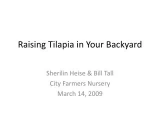 Raising Tilapia in Your Backyard