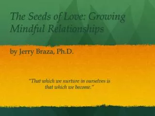 The Seeds of Love: Growing Mindful Relationships by Jerry Braza, Ph.D.