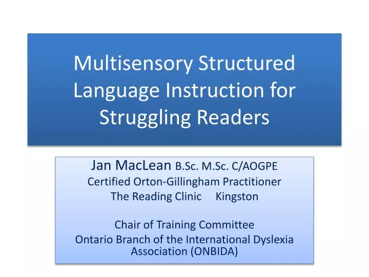 multisensory structured language instruction for struggling readers