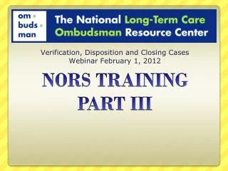 NORS TRAINING PART III