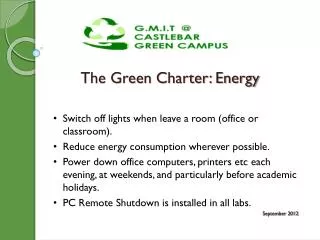 The Green Charter: Energy