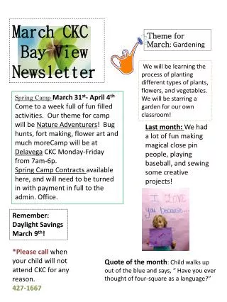March CKC Bay View Newsletter