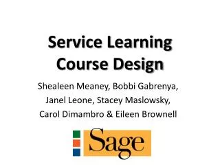 Service Learning Course Design