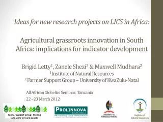 All African Globelics Seminar, Tanzania 22 - 23 March 2012