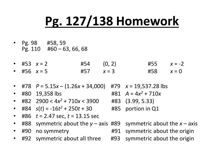 pg 127 138 homework