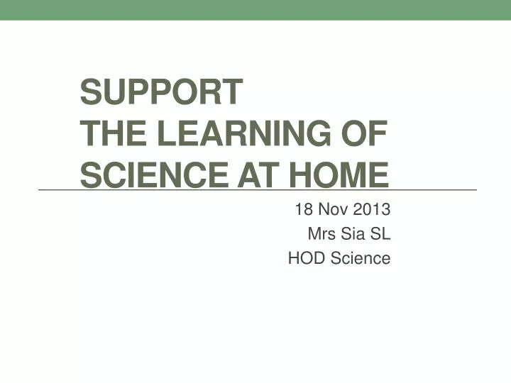 support the learning of science at home