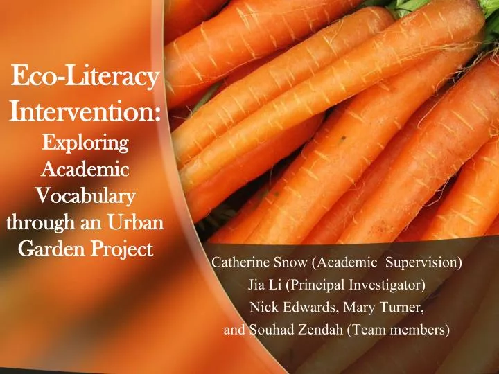 eco literacy intervention exploring academic vocabulary through an urban garden project