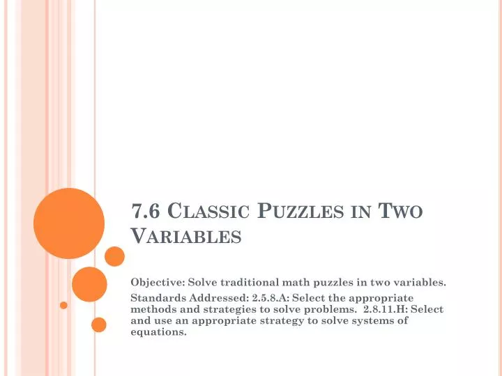 7 6 classic puzzles in two variables