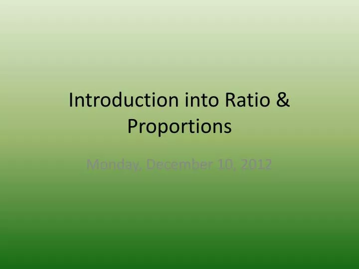 introduction into ratio proportions