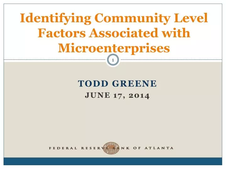 identifying community level factors associated with microenterprises
