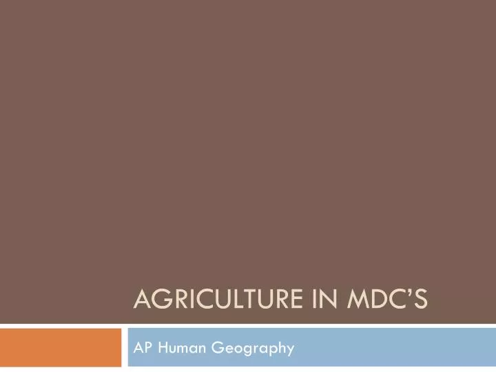 agriculture in mdc s