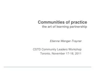 Communities of practice the art of learning partnership