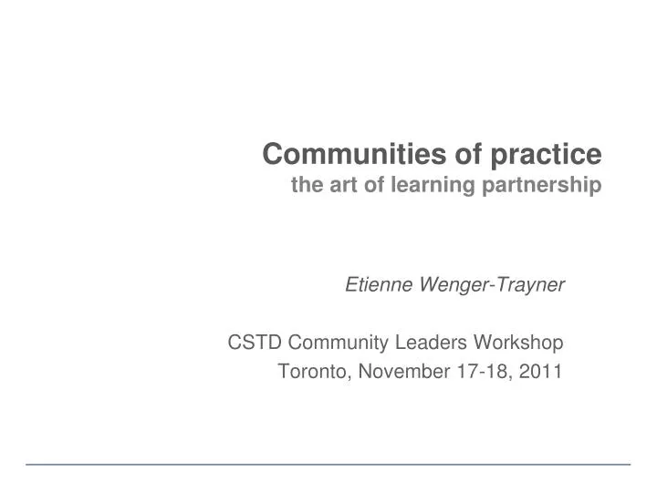 communities of practice the art of learning partnership