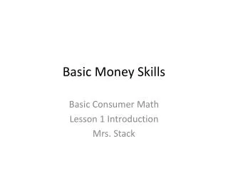 Basic Money Skills