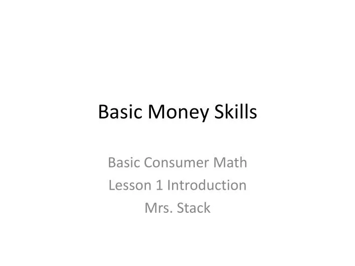 basic money skills