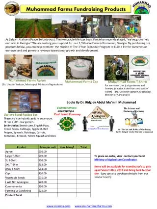 Muhammad Farms Fundraising Products