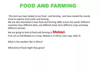 FOOD AND FARMING