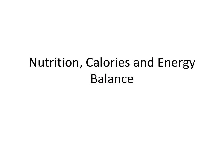 nutrition calories and energy balance