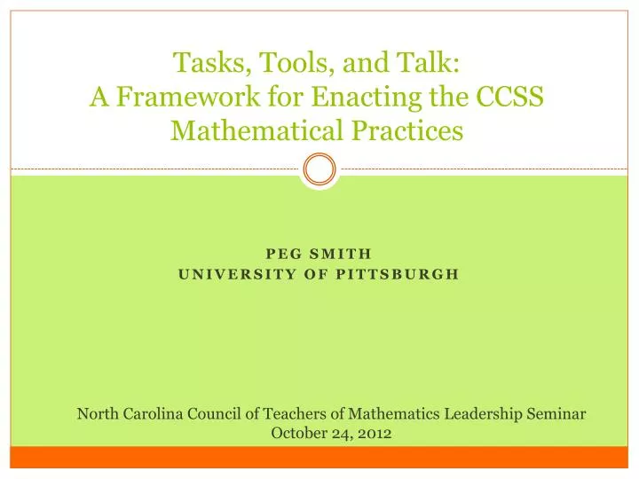 tasks tools and talk a framework for enacting the ccss mathematical practices