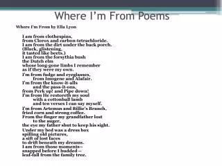 Where I’m From Poems