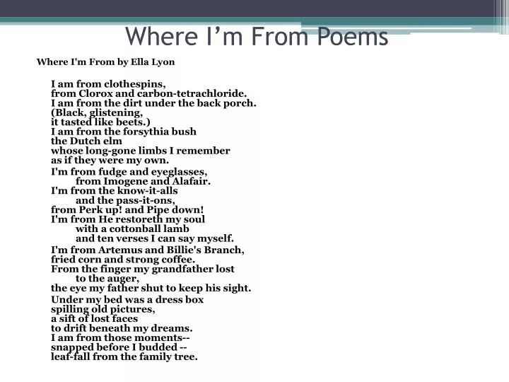 where i m from poems