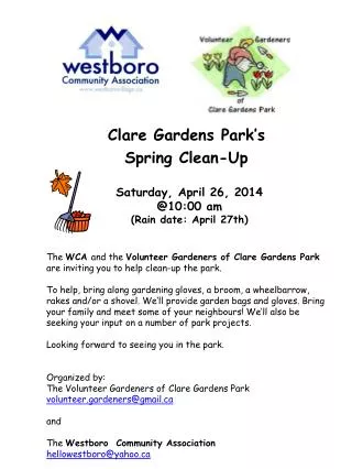 Clare Gardens Park’s Spring Clean-Up