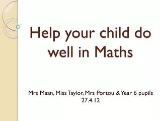Help your child do well in Maths