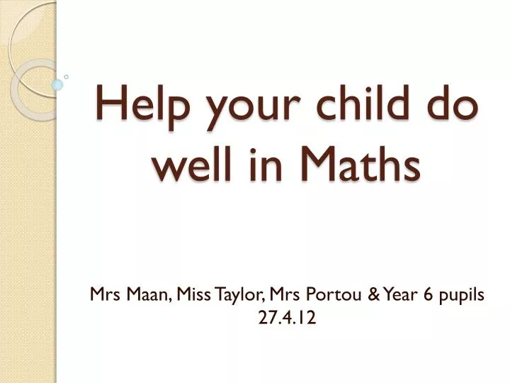 help your child do well in maths