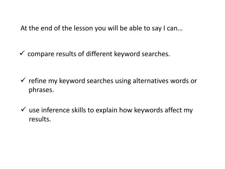 compare results of different keyword searches