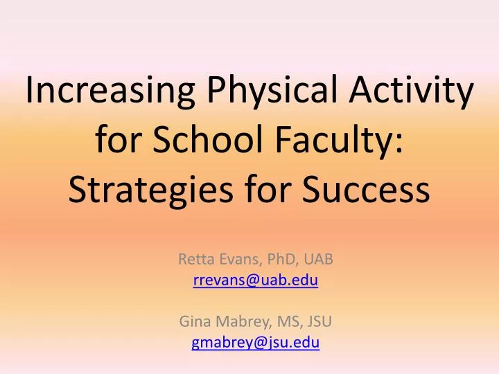 increasing physical activity for school faculty strategies for success