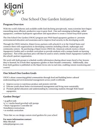 One School One Garden Initiative