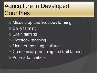 Agriculture in Developed Countries