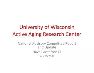 University of Wisconsin Active Aging Research Center