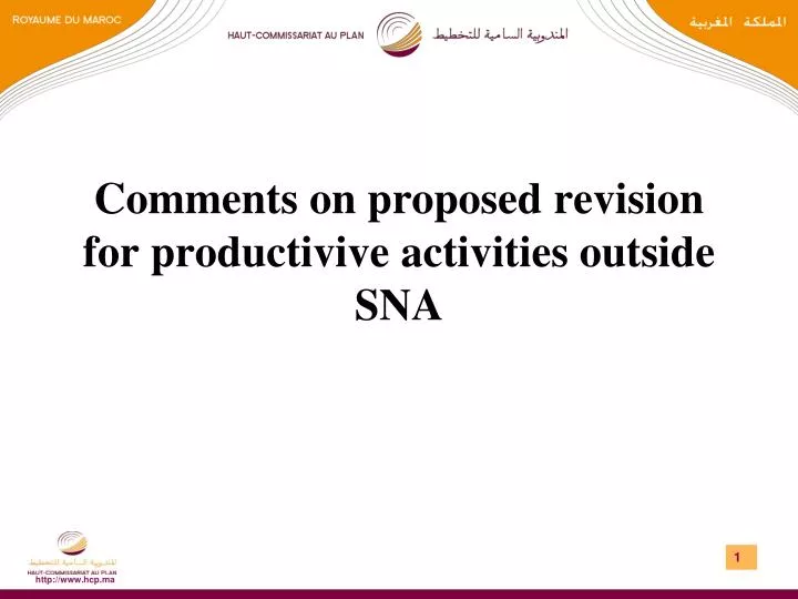 comments on proposed revision for productivive activities outside sna