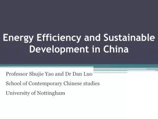 Energy Efficiency and Sustainable Development in China
