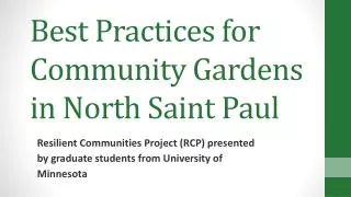 Best Practices for Community Gardens in North Saint Paul