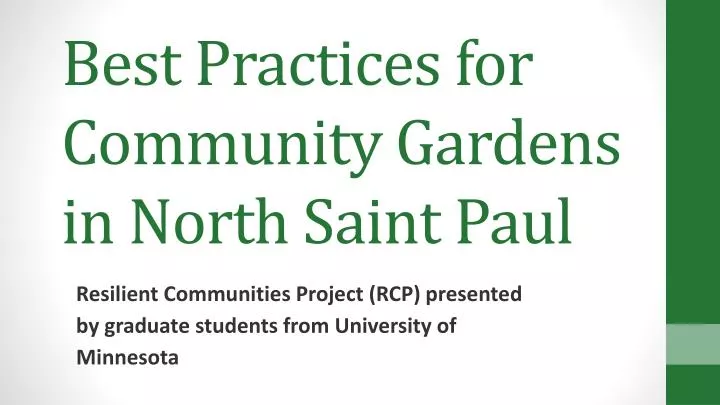 best practices for community gardens in north saint paul