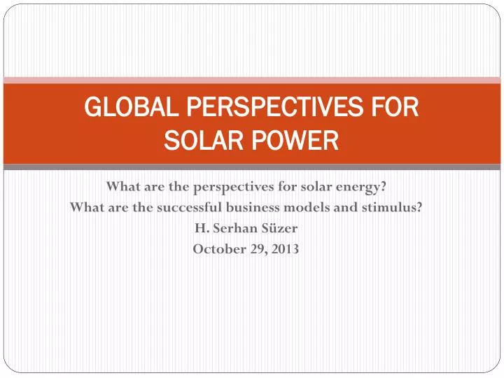 global perspectives for solar power