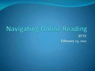Navigating Online Reading