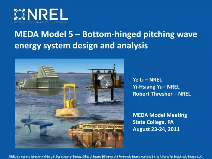 meda model 5 bottom hinged pitching wave energy system design and analysis