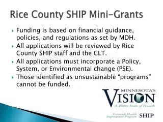 Rice County SHIP Mini-Grants