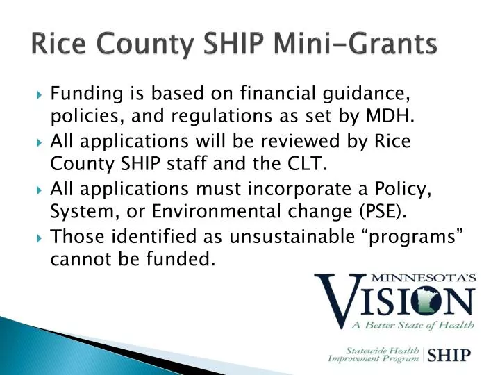 rice county ship mini grants