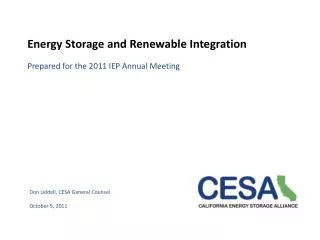 Energy Storage and Renewable Integration