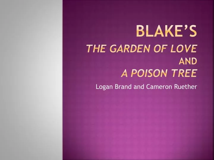 blake s the garden of love and a poison tree