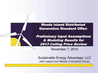 Rhode Island Distributed Generation Standard Offer: Preliminary Input Assumptions &amp; Modeling Results for 2013 Ceili