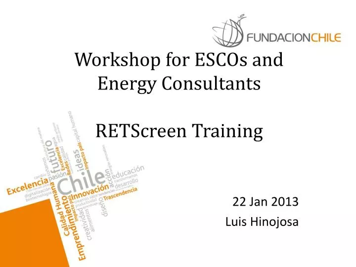 workshop for escos and energy consultants retscreen training