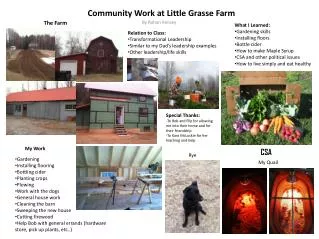 Community Work at Little Grasse Farm