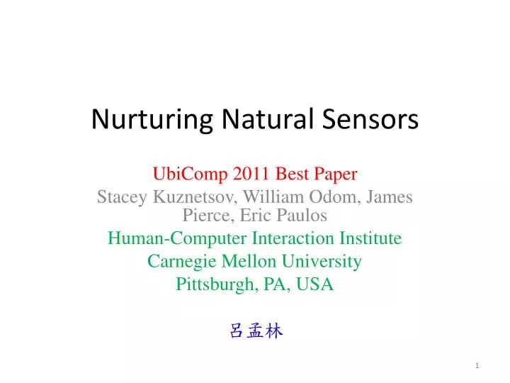nurturing natural sensors