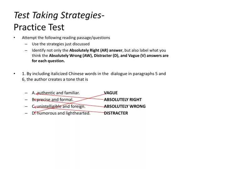 test taking strategies practice test