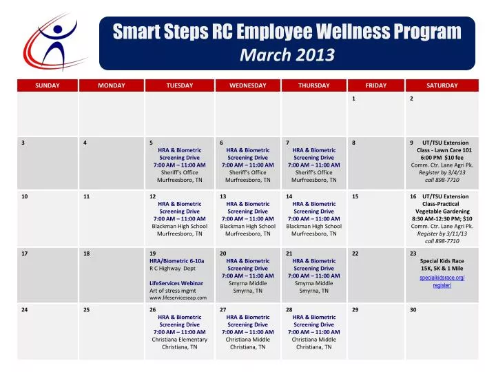 smart steps rc employee wellness program march 2013